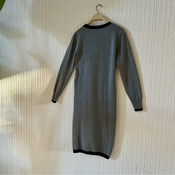 Vila Milano Sweater Dress Gray Black Size Medium - Picture 3 of 6